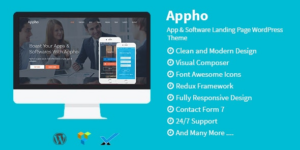 Appho App Software Landing Page WordPress Theme 1.1破解版主题