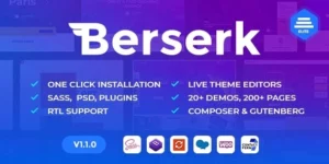 Berserk Business Portfolio Blog Corporate eCommerce Shop WordPress theme 1.2.5破解版主题