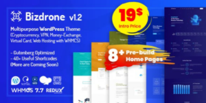 Bizdrone | ICO Crypto Landing Cryptocurrency WordPress Theme​ with whmcs Template 2.4破解版主题