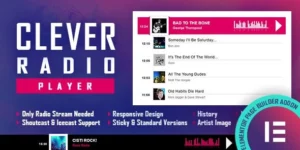CLEVER HTML5 Radio Player With History Shoutcast and Icecast Elementor Widget Addon 2.4.1破解版插件