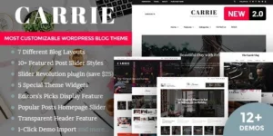 Carrie Personal Magazine WordPress Theme 2.0.1破解版主题