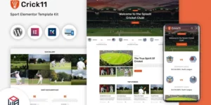 Crick11 Sports Clubs Events WordPress Elementor Theme WordPress Theme 1.0破解版主题