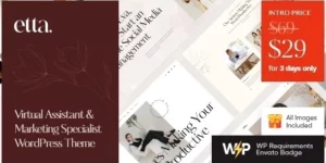 Etta Virtual Assistant Marketing Specialist WordPress Theme 1.0.0破解版主题