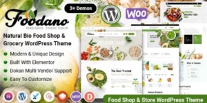 Foodano Natural Food Shop Grocery WordPress Theme 1.0.1破解版主题