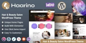Haarino Hair Beauty Salon Barber Shop WordPress Theme 1.3破解版主题