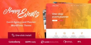 Happy Events Holiday Planner Event Agency WordPress Theme 1.2.2破解版主题