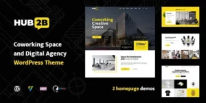 Hub2B Coworking Space and Digital Agency WordPress Theme 1.0.6破解版主题