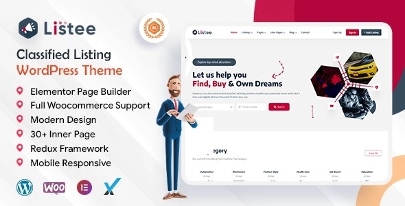 Listee Classified Ads and Listing Directory WordPress Theme 1.0.2破解版主题