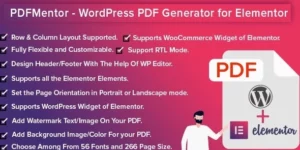 PDFMentor Pro WordPress PDF Generator for Elementor 2.2.0破解版插件