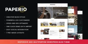 Paperio Responsive and Multipurpose WordPress Blog Theme 2.1破解版主题