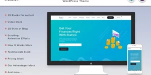 Statics Finances Landing page with Blog Elementor WordPress Theme 1.1破解版主题
