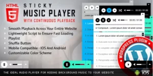 Sticky HTML5 Music Player WordPress Plugin 3.1.5破解版插件