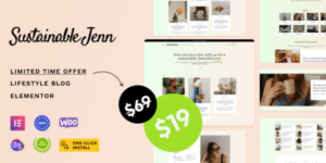 Sustainable Jenn – Eco Lifestyle Blog WordPress Theme 1.0.1破解版主题
