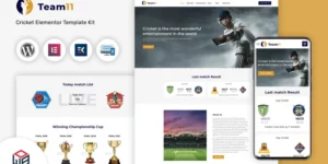 Team11 Cricket Responsive Website WordPress Elementor Theme WordPress Theme 1.0破解版主题