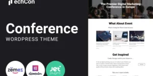 TechCon Conference One Page Animated WordPress Elementor Theme WordPress Theme 1.0.2破解版主题