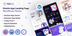 Teeno App Landing WordPress Theme 1.0破解版主题
