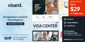 Visard – Immigration Center Travel Agency WordPress Theme 1.0破解版主题