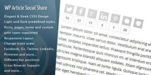 WordPress Article Social Share | Social Networking 1.3.4破解版插件